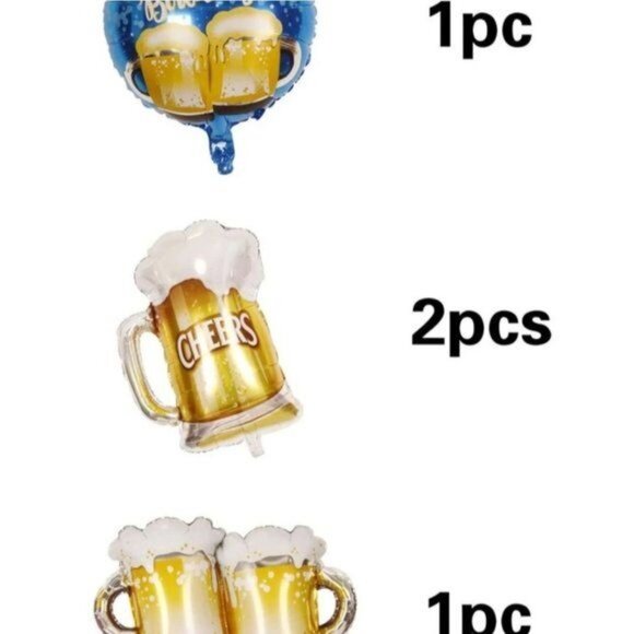 4pcs Beer Mug Cheers Themed Foil Balloons Set Birthday Party Decor new - Picture 3 of 4